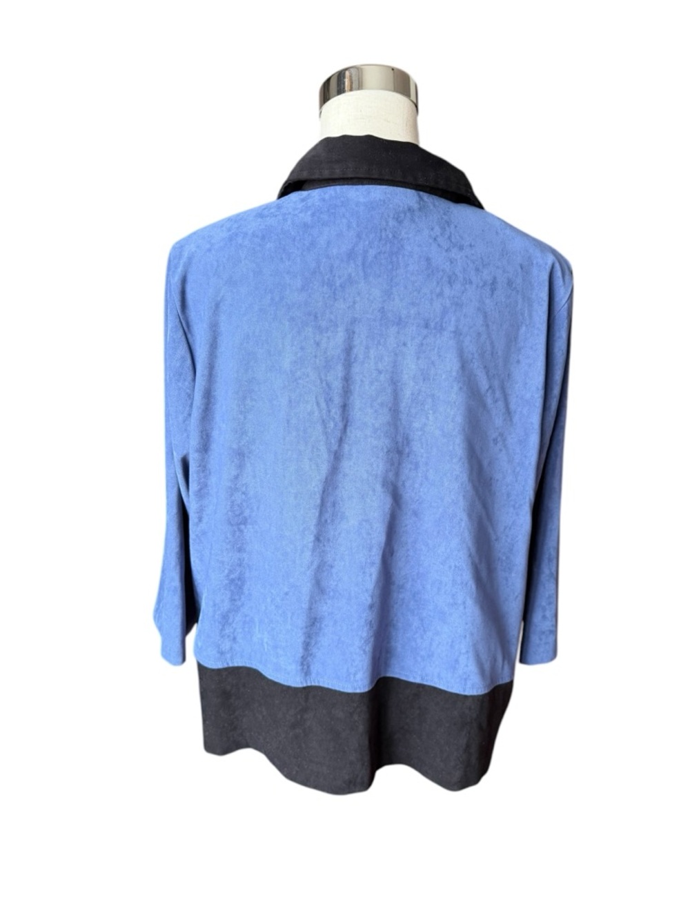 Fashion Bug Blue Open-Front Jacket with Dark Trim 16W - Picture 3 of 5